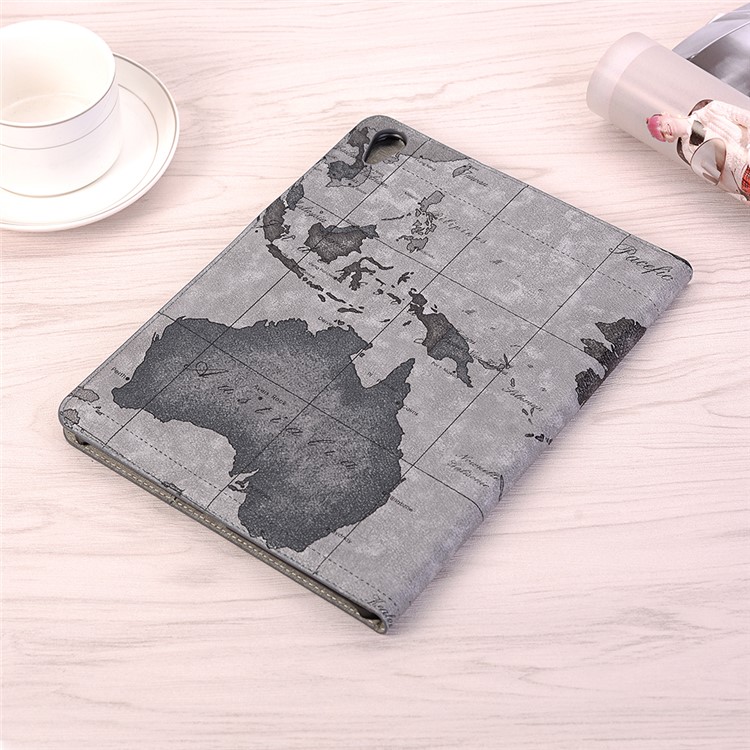 Map Pattern Stand Wallet Leather Smart Protection Case for iPad Pro 11-inch (2018) - Grey-7