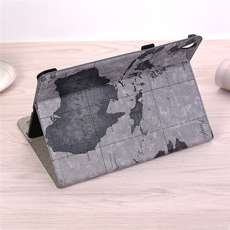 Map Pattern Stand Wallet Leather Smart Protection Case for iPad Pro 11-inch (2018) - Grey-8