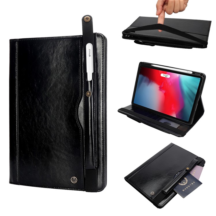 Carcasa Protectora De Cuero De La PU Con Estuche Para Ipad Pro De 11 Pulgadas (2018) - Negro-1