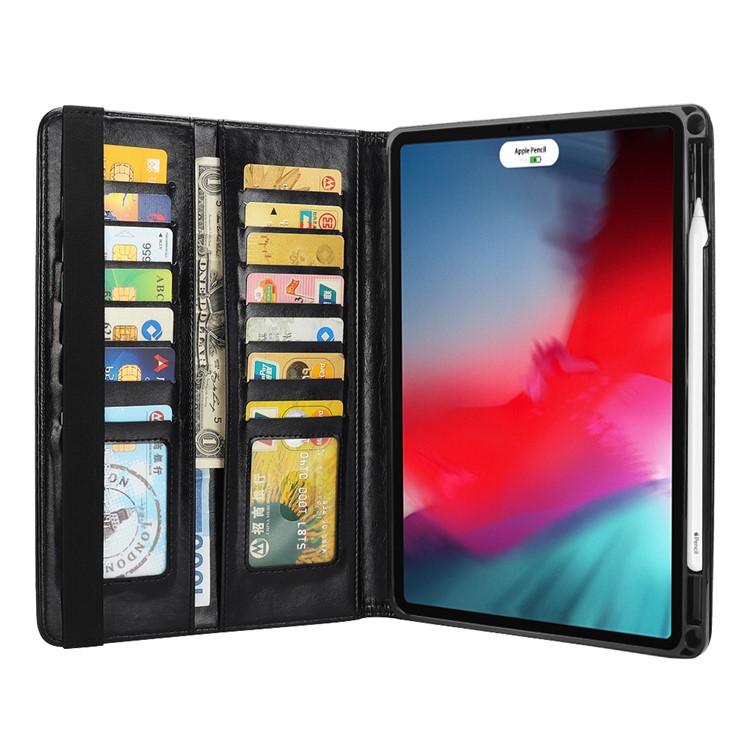 Carcasa Protectora De Cuero De La PU Con Estuche Para Ipad Pro De 11 Pulgadas (2018) - Negro-2