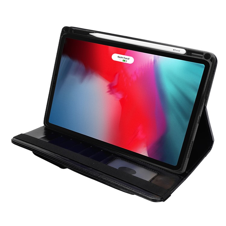 Carcasa Protectora De Cuero De La PU Con Estuche Para Ipad Pro De 11 Pulgadas (2018) - Negro-9