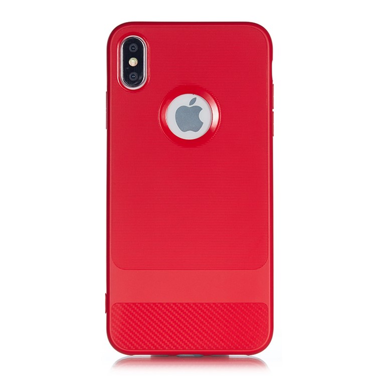 

Brushed Carbon Fiber Texture TPU Phone Cover for iPhone XS Max 6.5 inch - Red, iPhone XS Max 6.5 inch