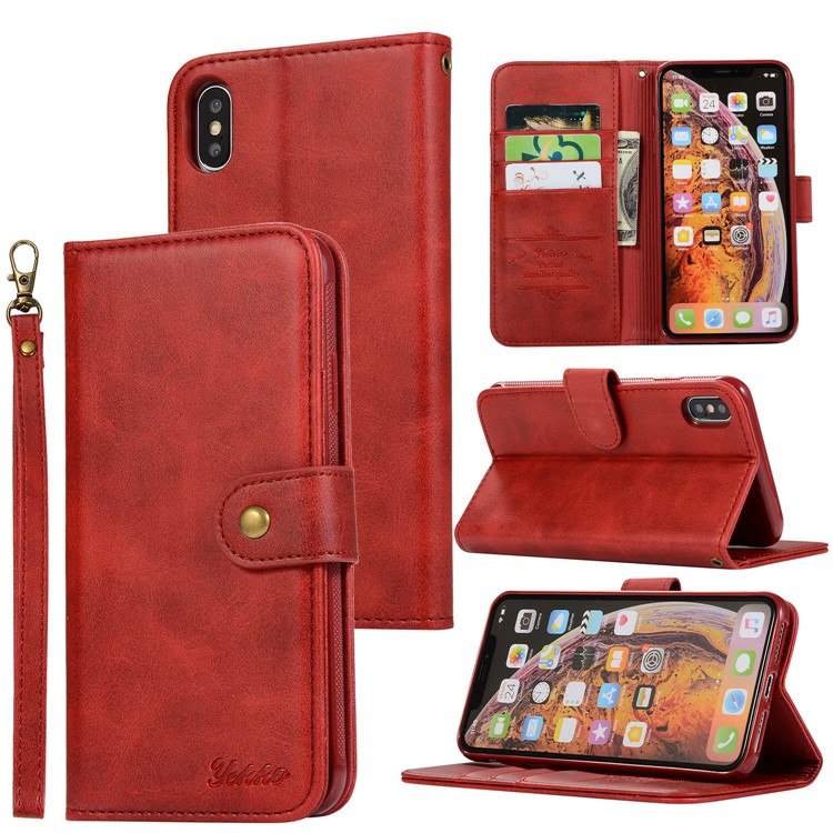 

YEKKO Wallet Stand Leather Magnetic Cover for iPhone XS Max 6.5 inch - Red, iPhone XS Max