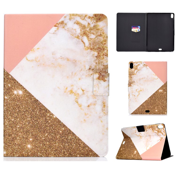 

Auto-wake/sleep Patterned PU Leather Cover for iPad Pro 11-inch (2018) - Pink / White / Gold, iPad Pro 11-inch (2018)