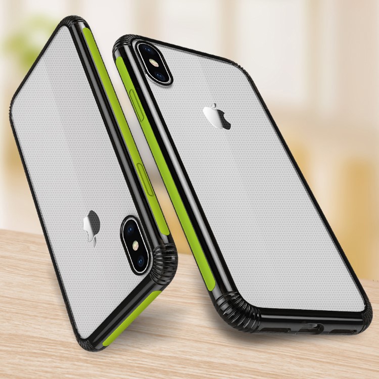 

Color-bar Clear PC and TPU Hybrid Shockproof Case for iPhone XS/X - Green, iPhone X