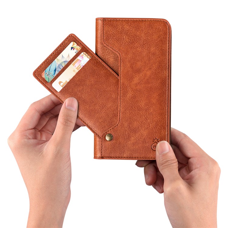 

MUSUBO for iPhone XR 6.1 inch Auto-absorbed Wallet Leather Case with Rotary Card Holder - Brown, iPhone XR