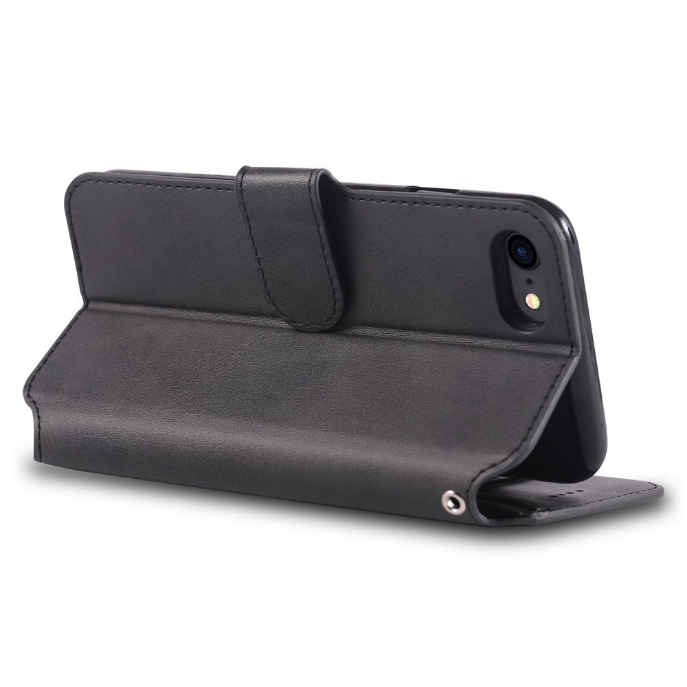 AZNS Wallet Leather Stand Case for iPhone SE (2nd generation)/8/7 - Black-3