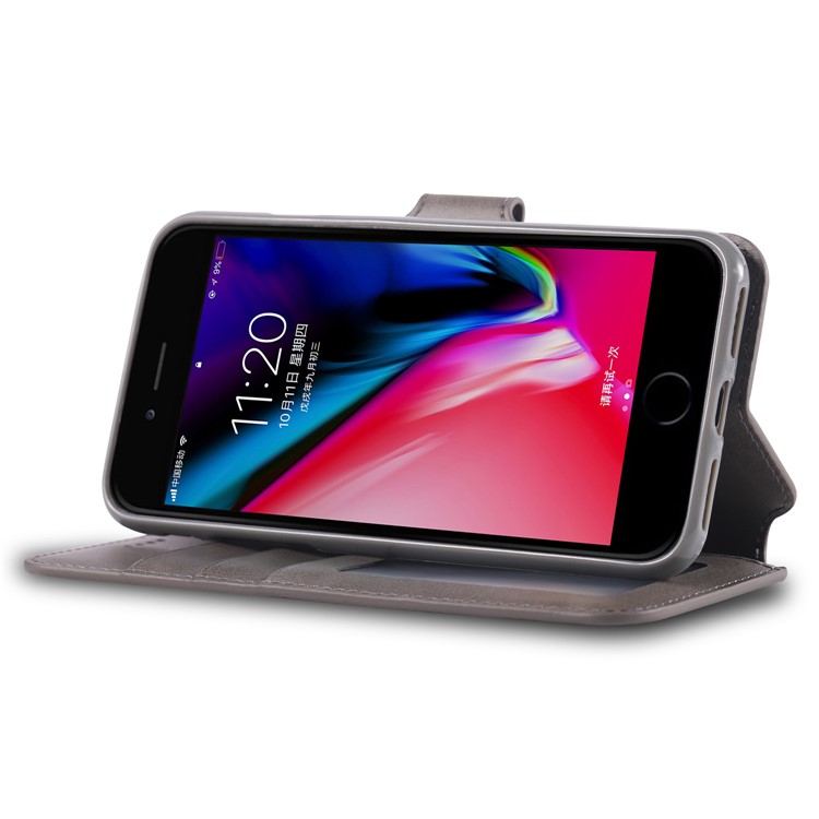 Funda De Cuero AZNS Billetera Con Soporte Para Iphone 8/7 - Gris-2