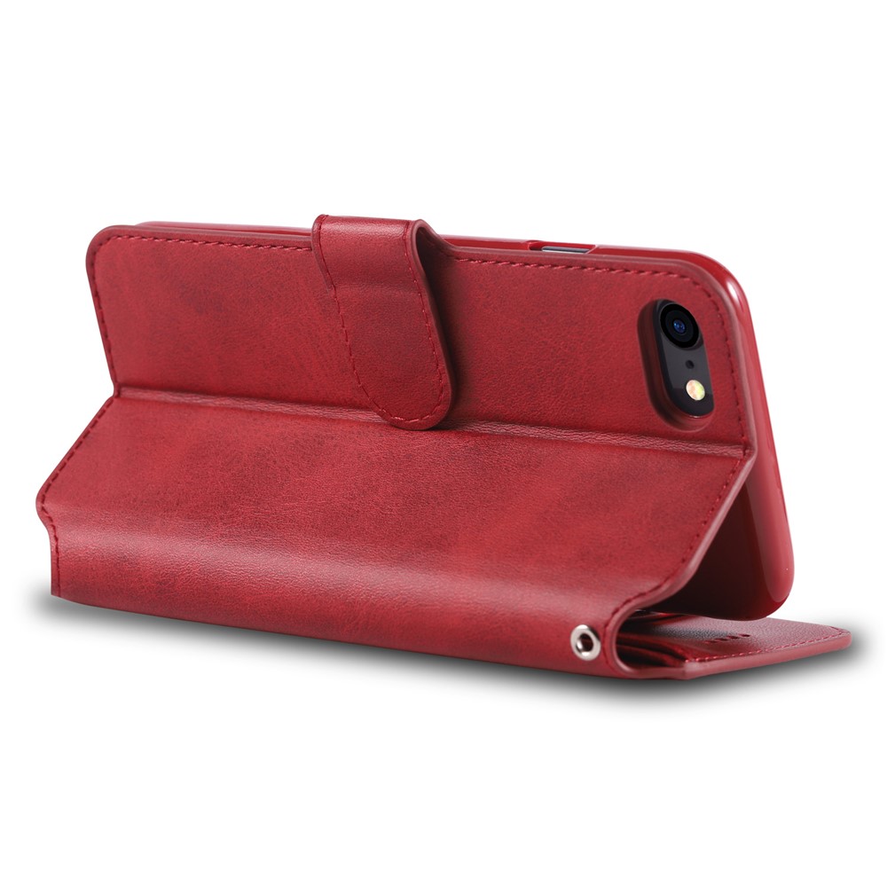 Estuche De Cáscara Del Soporte De Cuero De La Cartera De AZNS Para Iphone 8/7 - Rojo-3