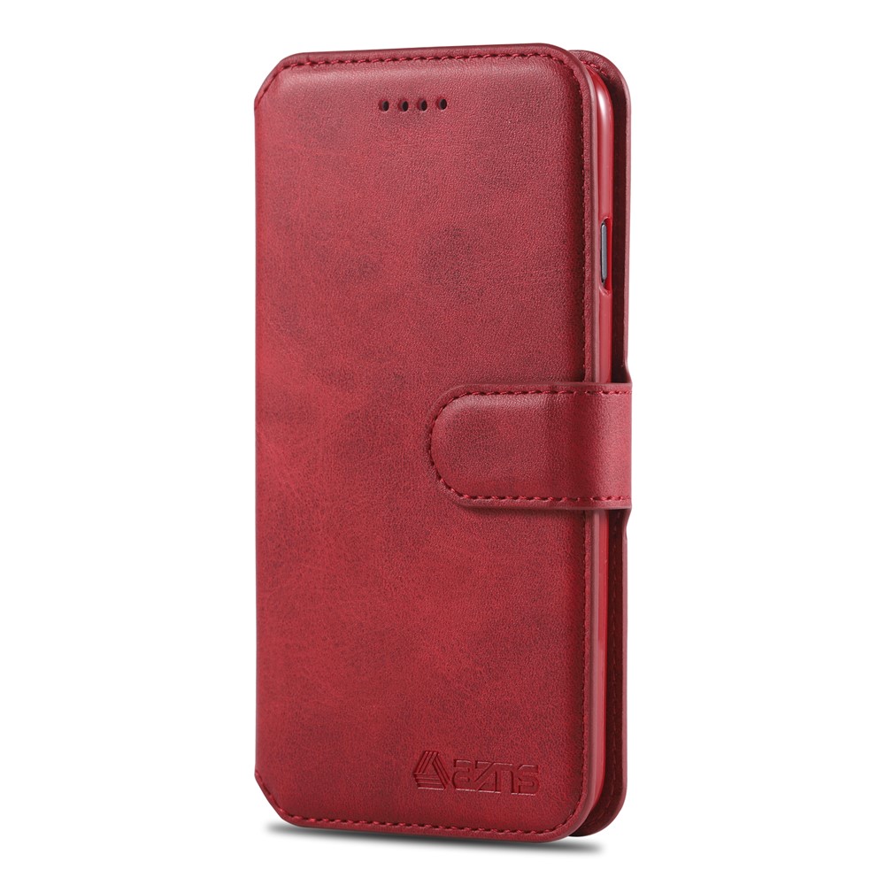 Estuche De Cáscara Del Soporte De Cuero De La Cartera De AZNS Para Iphone 8/7 - Rojo-6