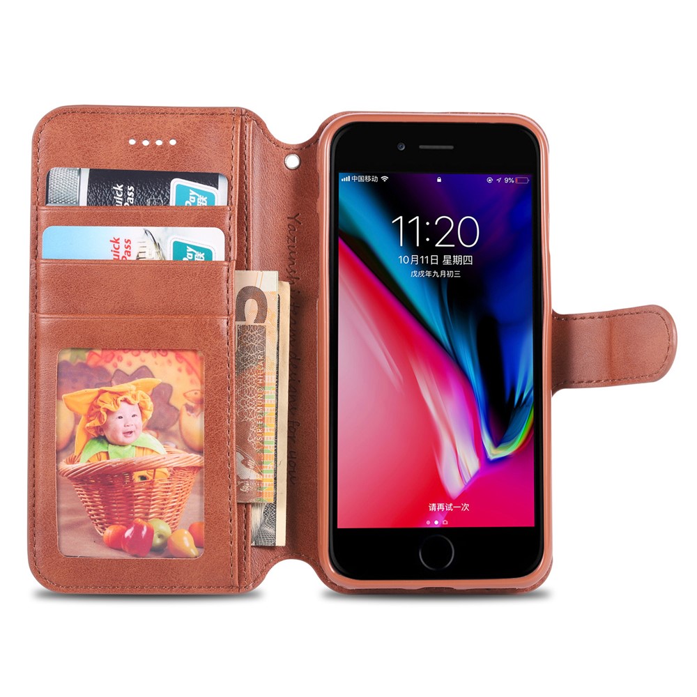 Funda De Cuero Con Soporte AZNS Para Iphone 8/7 - Marrón-4