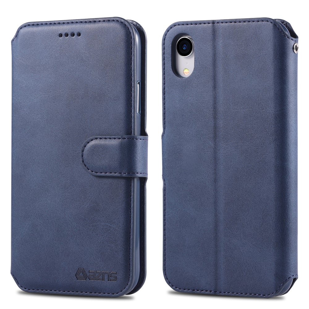 AZNS Leather Stand Cover with Card Slots for iPhone XR 6.1 inch - Blue