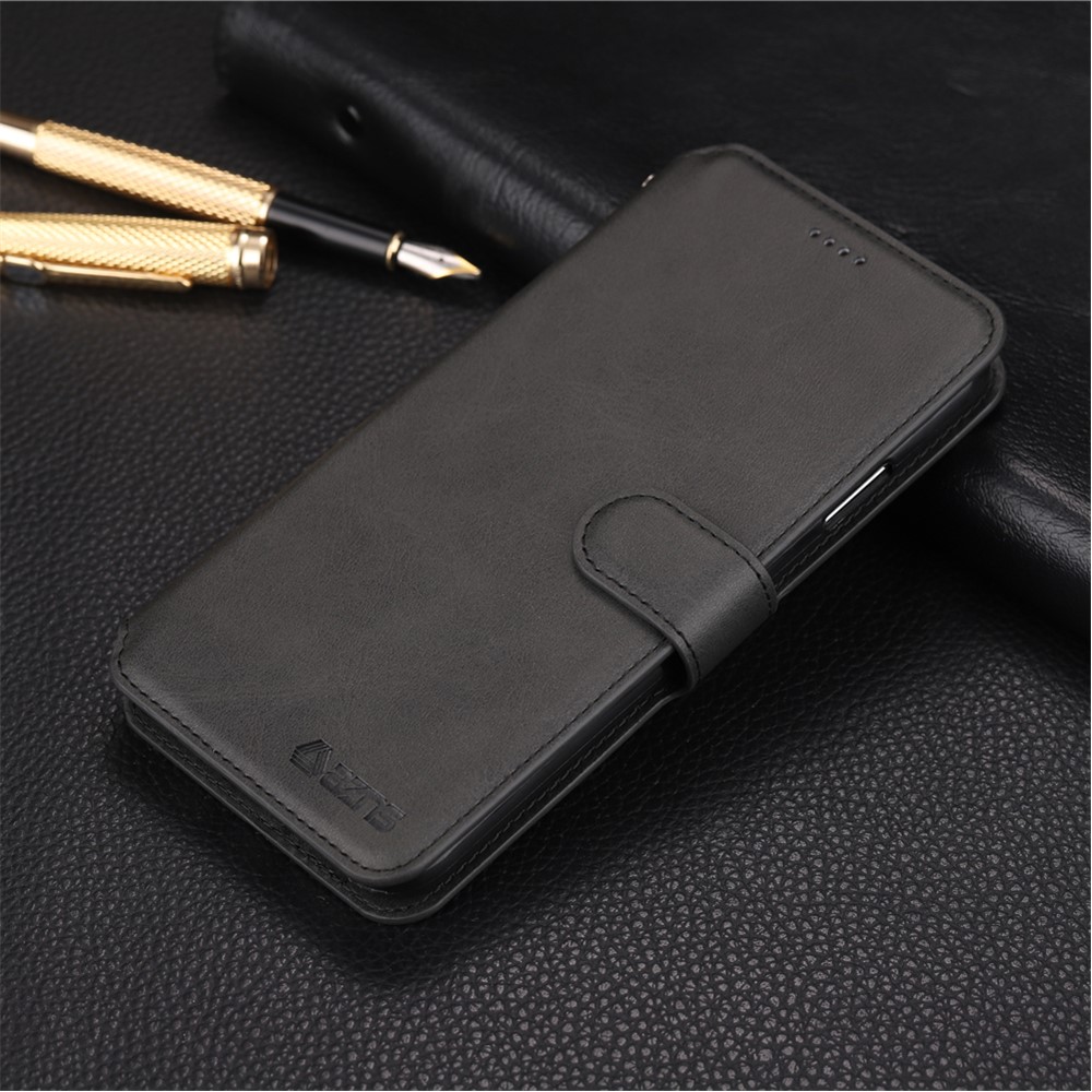 AZNS Wallet Leather Stand Protective Shell for iPhone XS 5.8 inch - Black