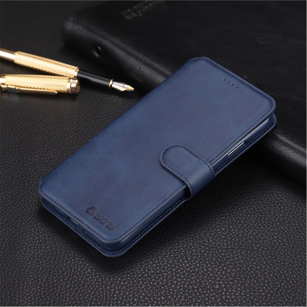 AZNS Leather Stand Wallet Phone Shell for iPhone XS 5.8 inch - Blue