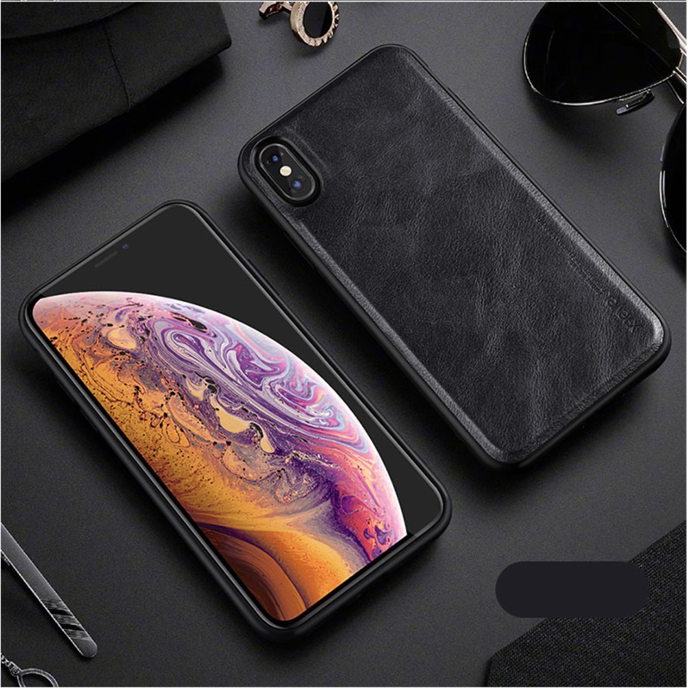 X-LEVEL Vintage Style PU Leather Coated TPU Mobile Phone Cover for iPhone XS / X 5.8 inch - Black