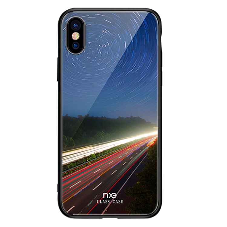 Nxe галактика и дорожная серия для iphone xs 5.8 дюймов с рисунком 9h стекло + тпу гибридная защитная оболочка - стиль d