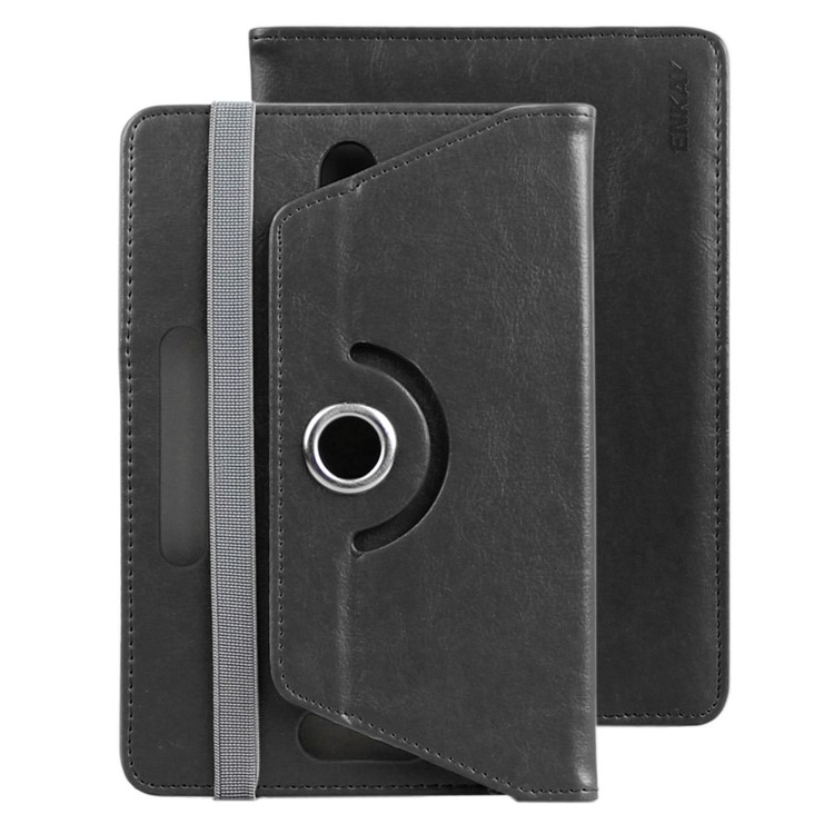 ENKAY Universal Crazy Horse Leather Case for Samsung Tab 4 7.0/Tab 3 7.0 Etc - Black-1