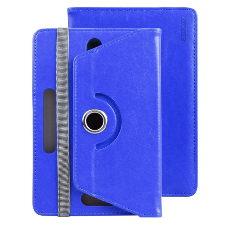 ENKAY Crazy Horse PU Leather Cover for Samsung Tab 4 7.0/Tab 3 7.0 Etc - Dark Blue-1