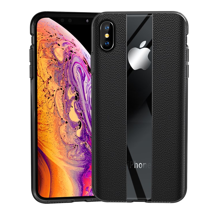 

Genuine Leather Coated TPU Protective Phone Case for iPhone XS Max 6.5 inch - Black, iPhone XS Max 6.5 inch