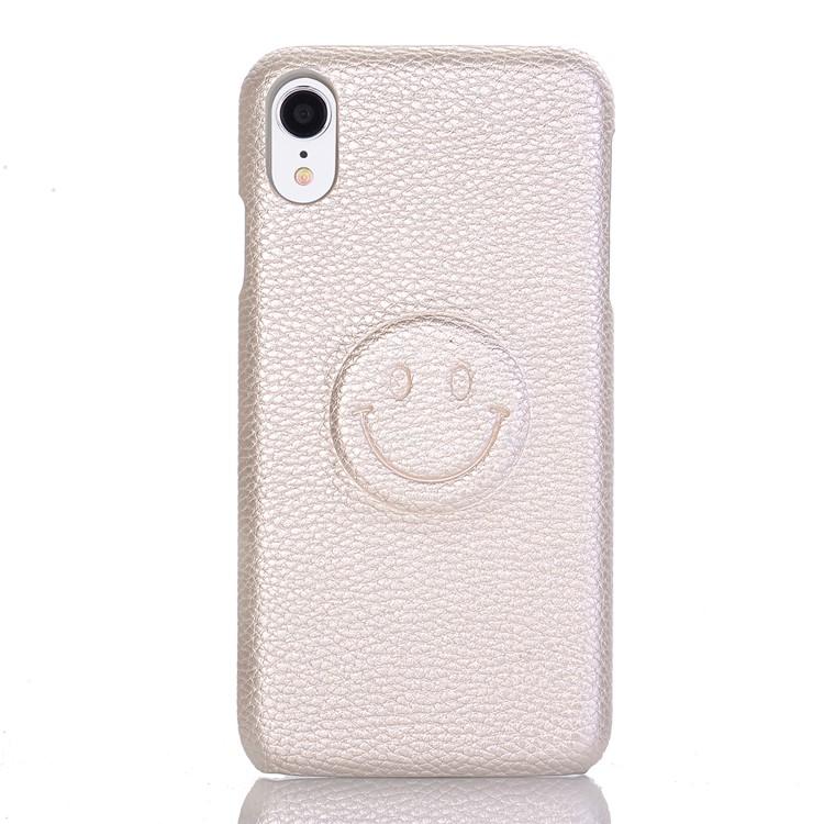 

[Smile Face] for iPhone XR 6.1 inch PU Leather Coated PC Mobile Casing - Rose Gold, iPhone XR