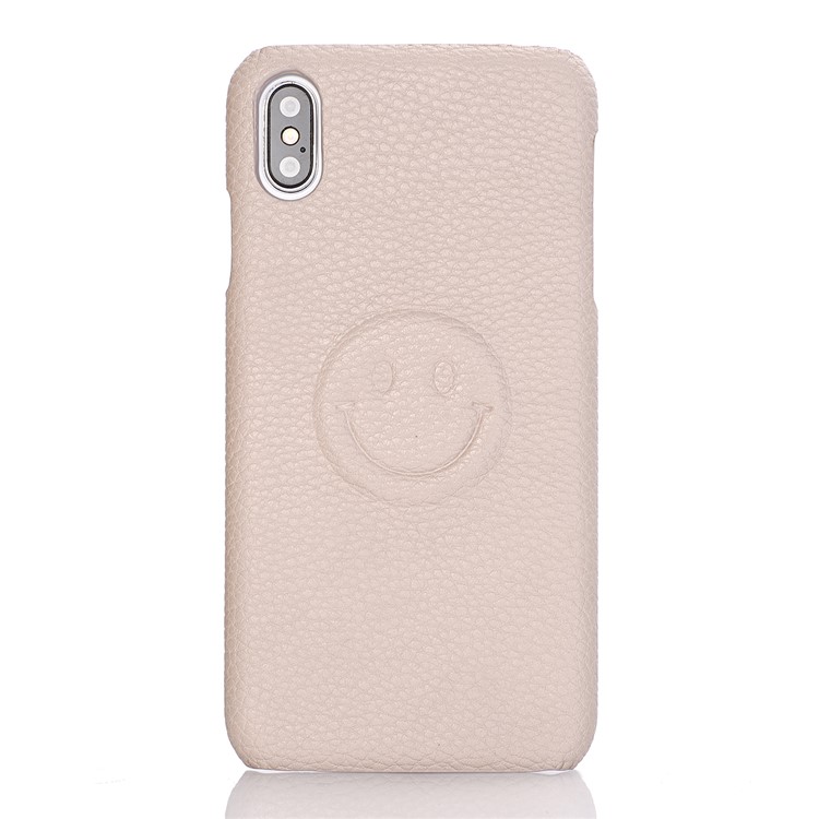 

Smile Face PU Leather Coated PC Cell Phone Cover for iPhone XS 5.8 inch - Beige, iPhone Xs