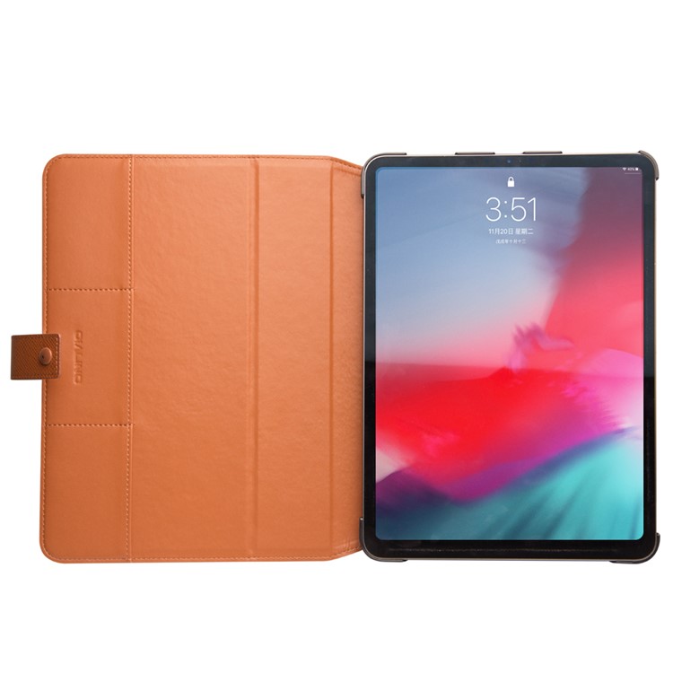 QIALINO Business Style Smart Cowhide Leather Case Cover for iPad Pro 11-inch (2018) - Brown-4