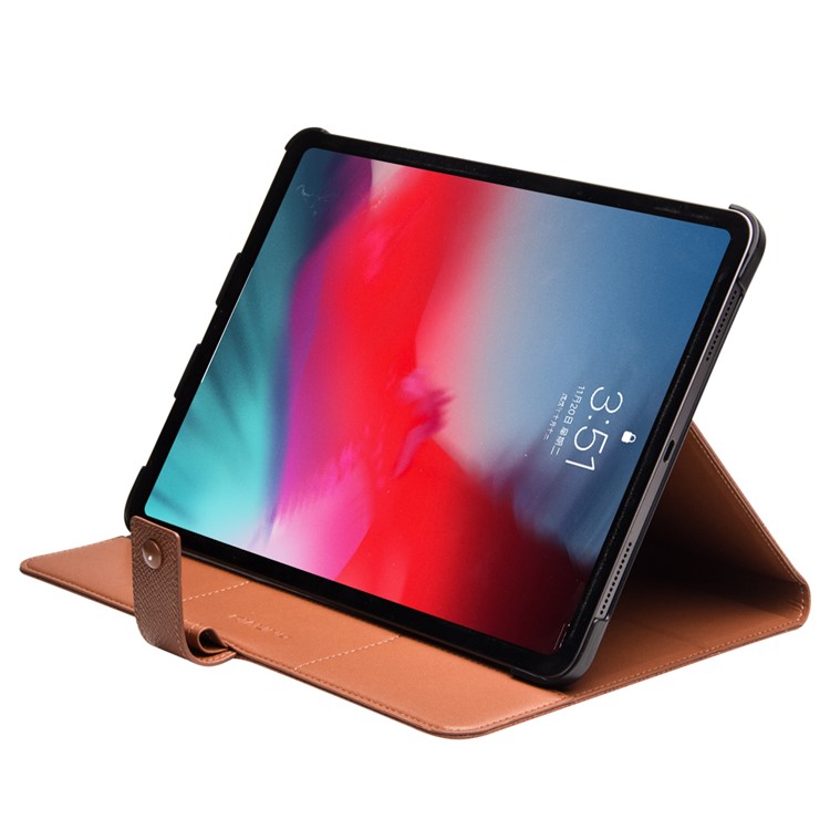 QIALINO Business Style Smart Cowhide Leather Case Cover for iPad Pro 11-inch (2018) - Brown-5