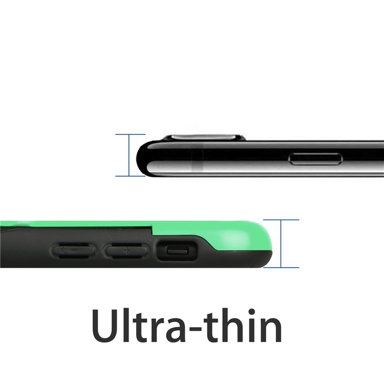 Plástico Cepillado + Cubierta Del Teléfono Del Portatarjetas Del Kickstand De TPU Para El Iphone XS / X - Verde-3