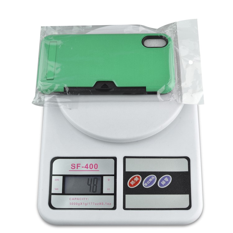 Plástico Cepillado + Cubierta Del Teléfono Del Portatarjetas Del Kickstand De TPU Para El Iphone XS / X - Verde-8