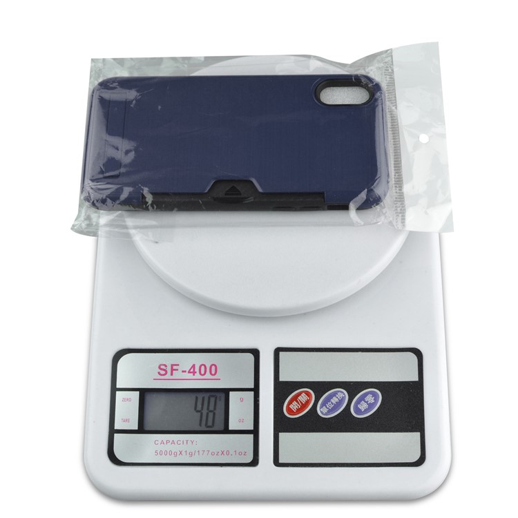 Cubierta Móvil Del Portatarjetas Cepillado Del Plástico + TPU Kickstand Para El Iphone XS Máximo 6.5 Pulgadas - Azul Oscuro-12