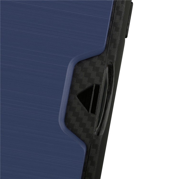 Cubierta Móvil Del Portatarjetas Cepillado Del Plástico + TPU Kickstand Para El Iphone XS Máximo 6.5 Pulgadas - Azul Oscuro-6