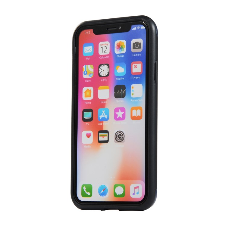 Cubierta Móvil Del Portatarjetas Cepillado Del Plástico + TPU Kickstand Para El Iphone XS Máximo 6.5 Pulgadas - Azul Oscuro-8