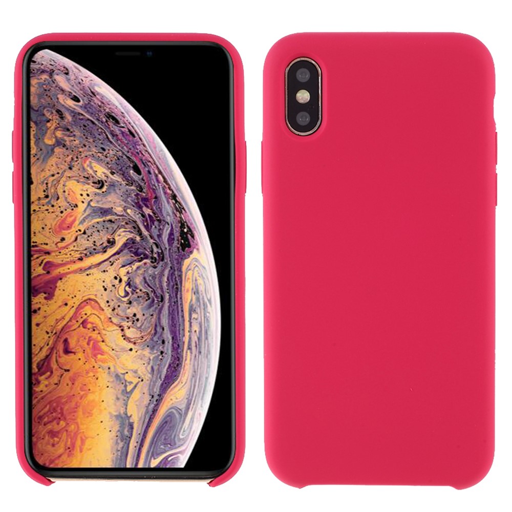 For iPhone XS 5.8 inch Good Protection Anti-scratch Edge Wrapped Liquid Silicone Case Soft Smartphone Cover Shell - Red