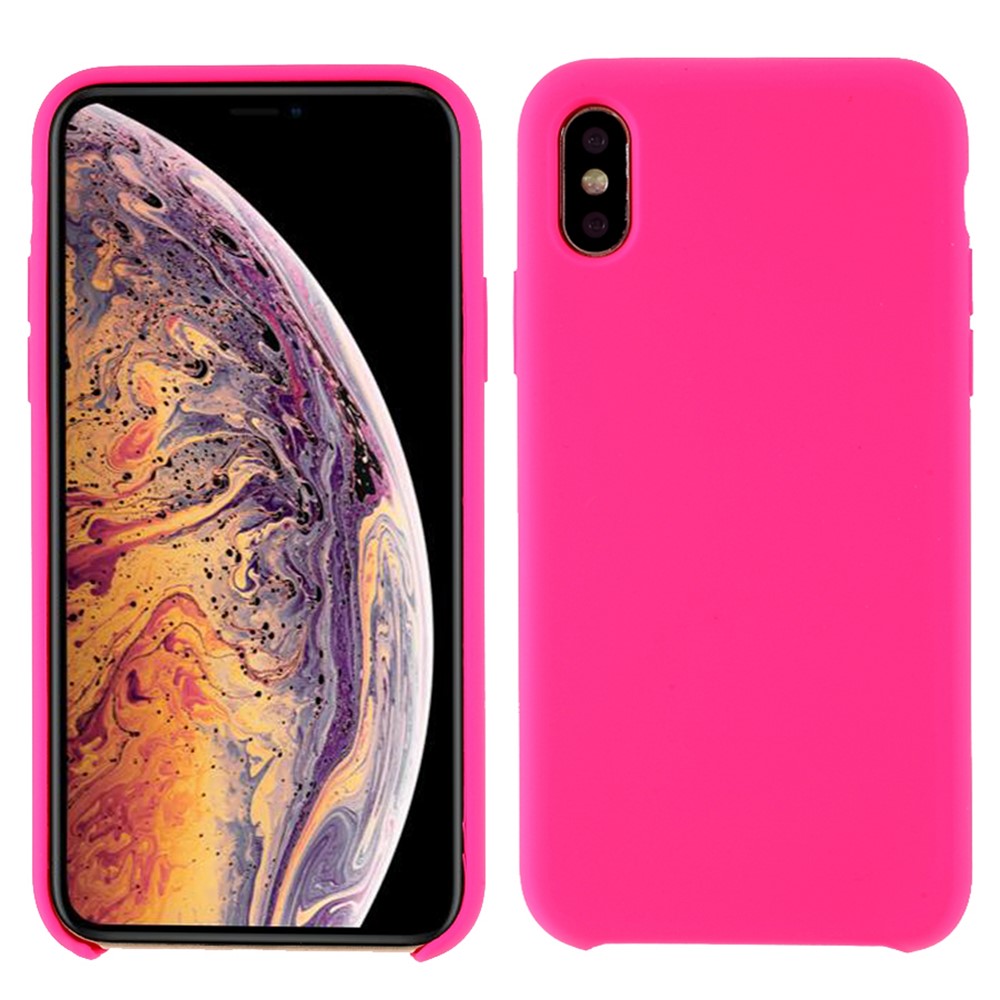 For iPhone XS 5.8 inch Good Protection Anti-scratch Edge Wrapped Liquid Silicone Case Soft Smartphone Cover Shell - Rose