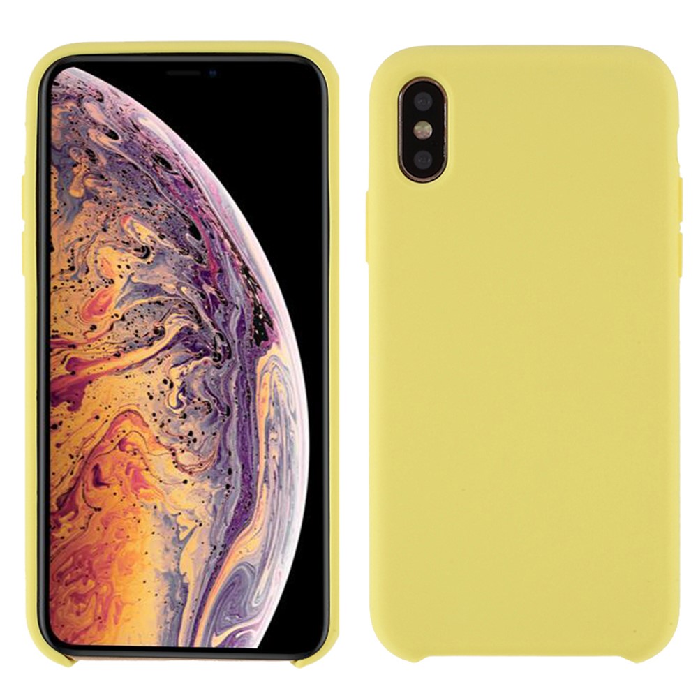 For iPhone XS 5.8 inch Good Protection Anti-scratch Edge Wrapped Liquid Silicone Case Soft Smartphone Cover Shell - Yellow