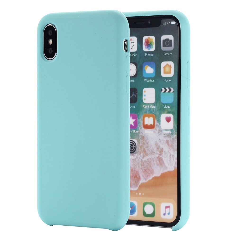 Edge Wrapped Liquid Silicone Case Shell for iPhone XS Max 6.5 inch - Cyan