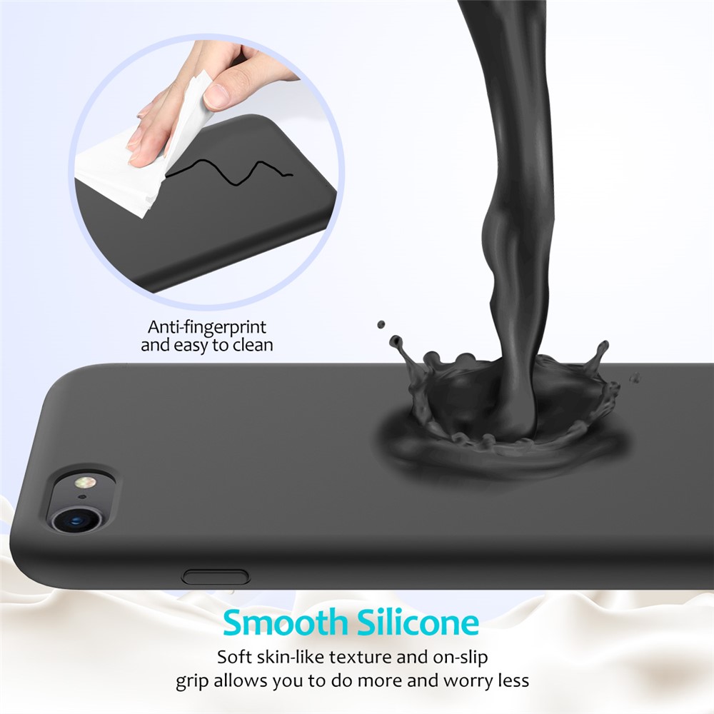 Edge Wrapped Liquid Silicone Case for iPhone SE 2nd Gen (2020)/ 8/7 - Black-4