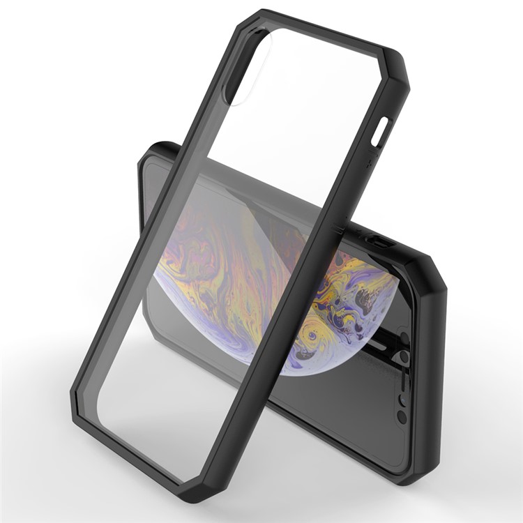 Shockproof Anti-slip TPU + Clear Acrylic Case for iPhone XS/X - Black-1