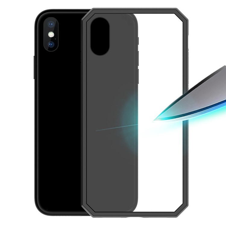 Shockproof Anti-slip TPU + Clear Acrylic Case for iPhone XS/X - Black-2
