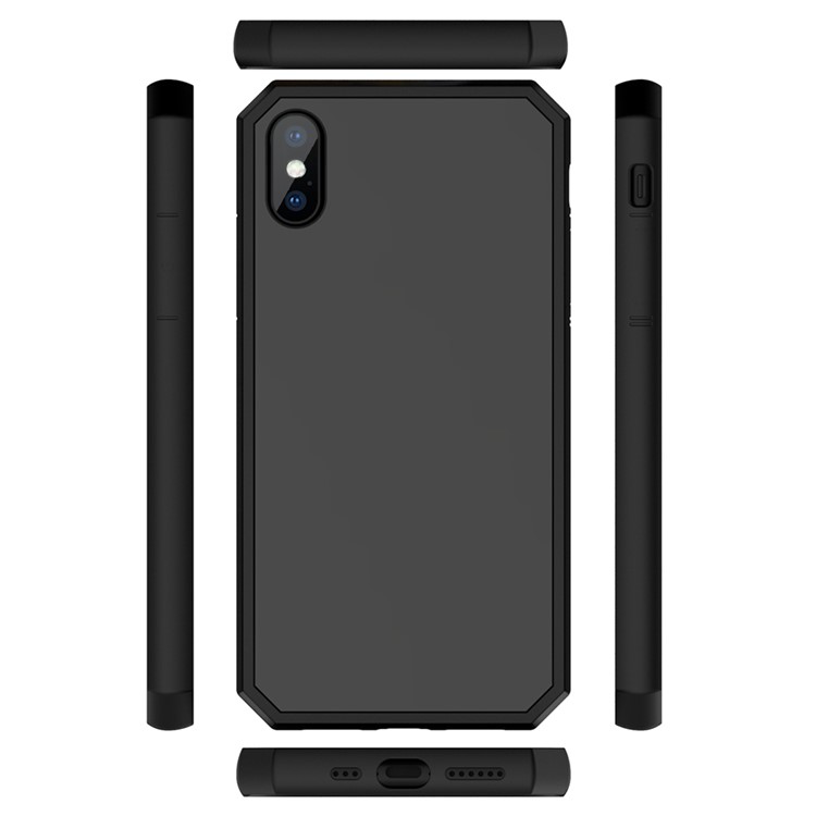 Shockproof Anti-slip TPU + Clear Acrylic Case for iPhone XS/X - Black-6