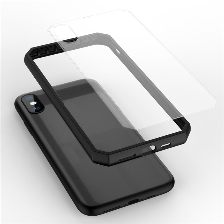 Shockproof Anti-slip TPU + Clear Acrylic Case for iPhone XS/X - Black-8