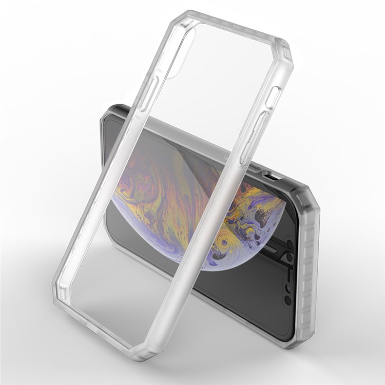 

Shockproof Anti-slip TPU + Clear Acrylic Cell Phone Cover for iPhone XS/X - White, iPhone XS 5.8 inch