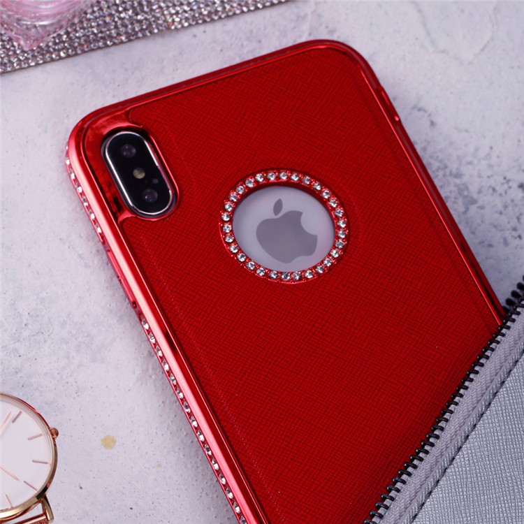 

WK Горный Хрусталь Искусственная Кожа С Покрытием Гибридный Чехол Для IPhone XS Макс 6,5 Дюйма - Красный, iPhone XS Max