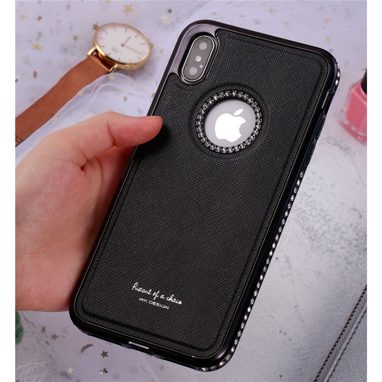 

WK Rhinestone PU Leather Coated Hybrid Mobile Phone Case for iPhone XS / X 5.8 inch - Black, iPhone XS 5.8 inch