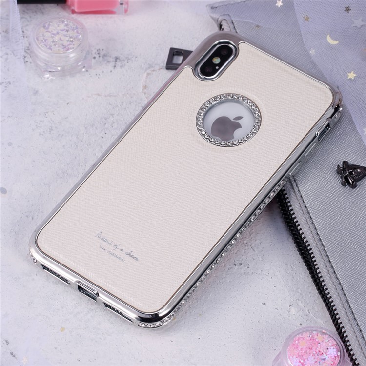 

WK Горный Хрусталь Искусственная Кожа С Покрытием Гибридный Чехол Для IPhone XS / X 5,8 Дюйма - Белый, iPhone Xs