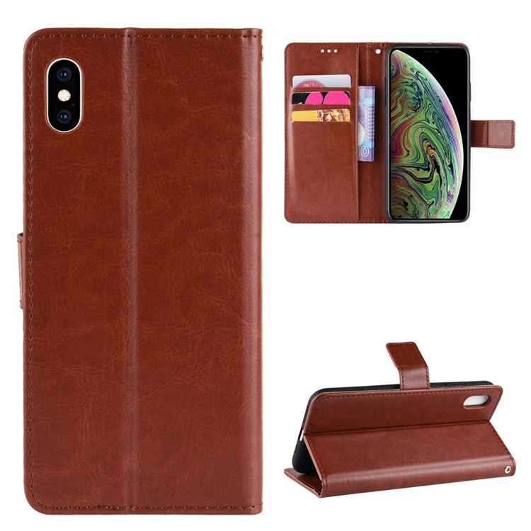 

Сумасшедшая Лошадь Стенд Магнитный Кожаный Мобильный Корпус Для Iphone XS Макс 6,5 Дюймов - Коричневый, iPhone XS Max