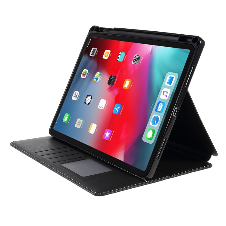 Корпус Таблеток Кожи Кожи Кожи PU с Слотом Для Ipad Pro 11-дюймовый (2018) - Черный-6