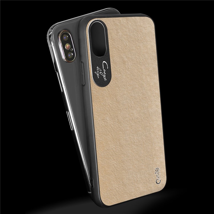 Cooya pu кожаный чехол с покрытием пк тпу гибридный мобильный телефон для iphone xs / x 5,8 дюйма - золото