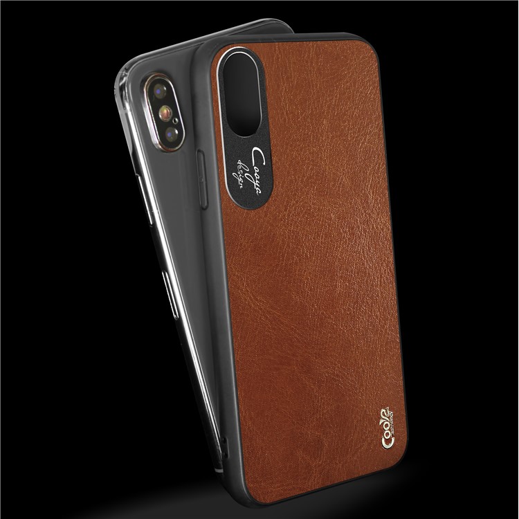 

COOYA ПУ Кожаный Чехол ПК ТПУ Гибридный Сотовый Телефон Аксессуар Для Iphone XS Макс 6,5 Дюйма - Коричневый, iPhone XS Max 6.5 inch