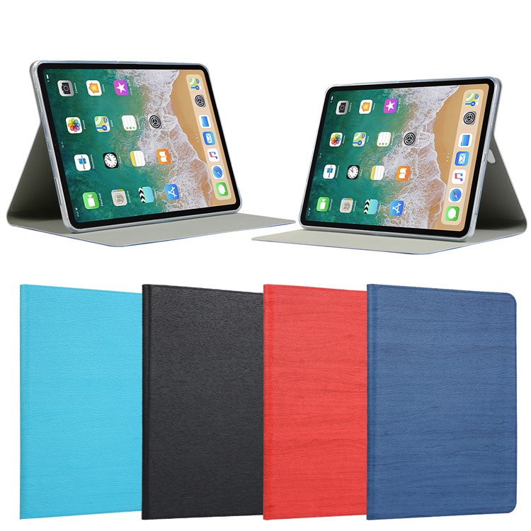 Wood Texture Stand Leather Smart Case for iPad Pro 11-inch (2018) - Black-8